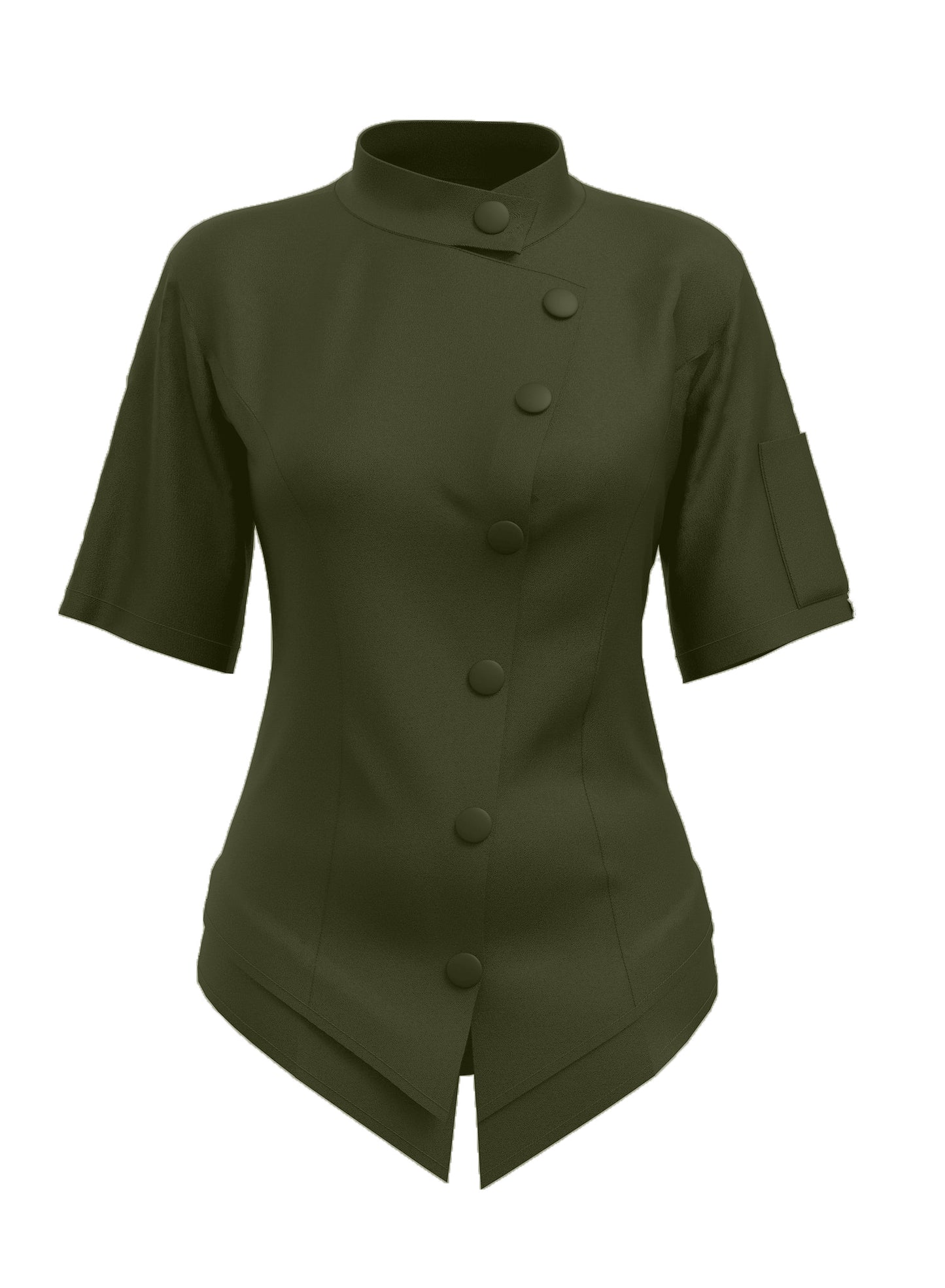 Olive women’s chef coat short sleeve – peplum waist