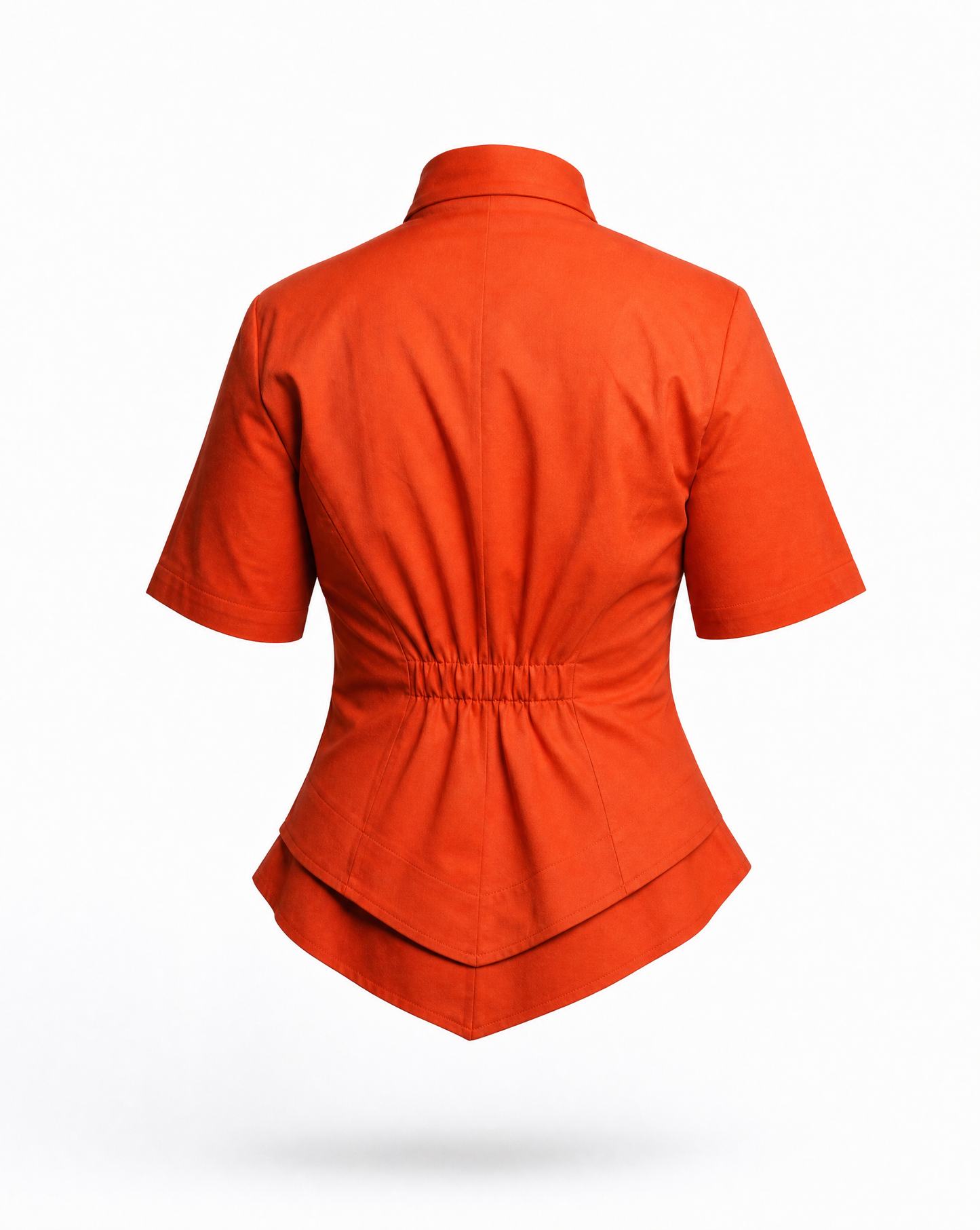 Orange chef coat for women with hidden zipper