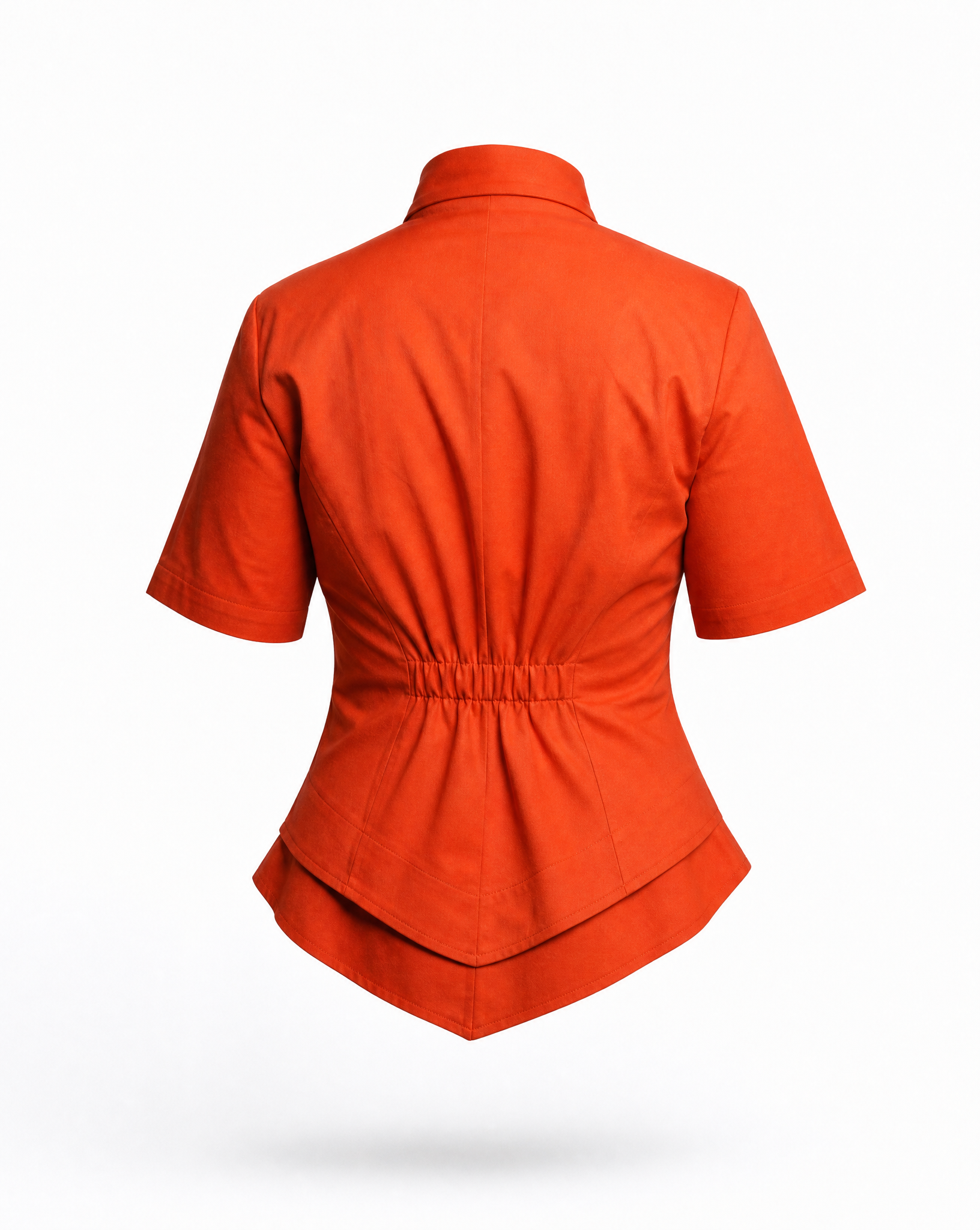 Orange chef coat for women with hidden zipper