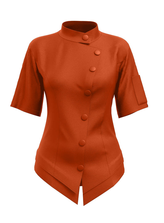 Persimmon women’s chef coat short sleeve – peplum waist