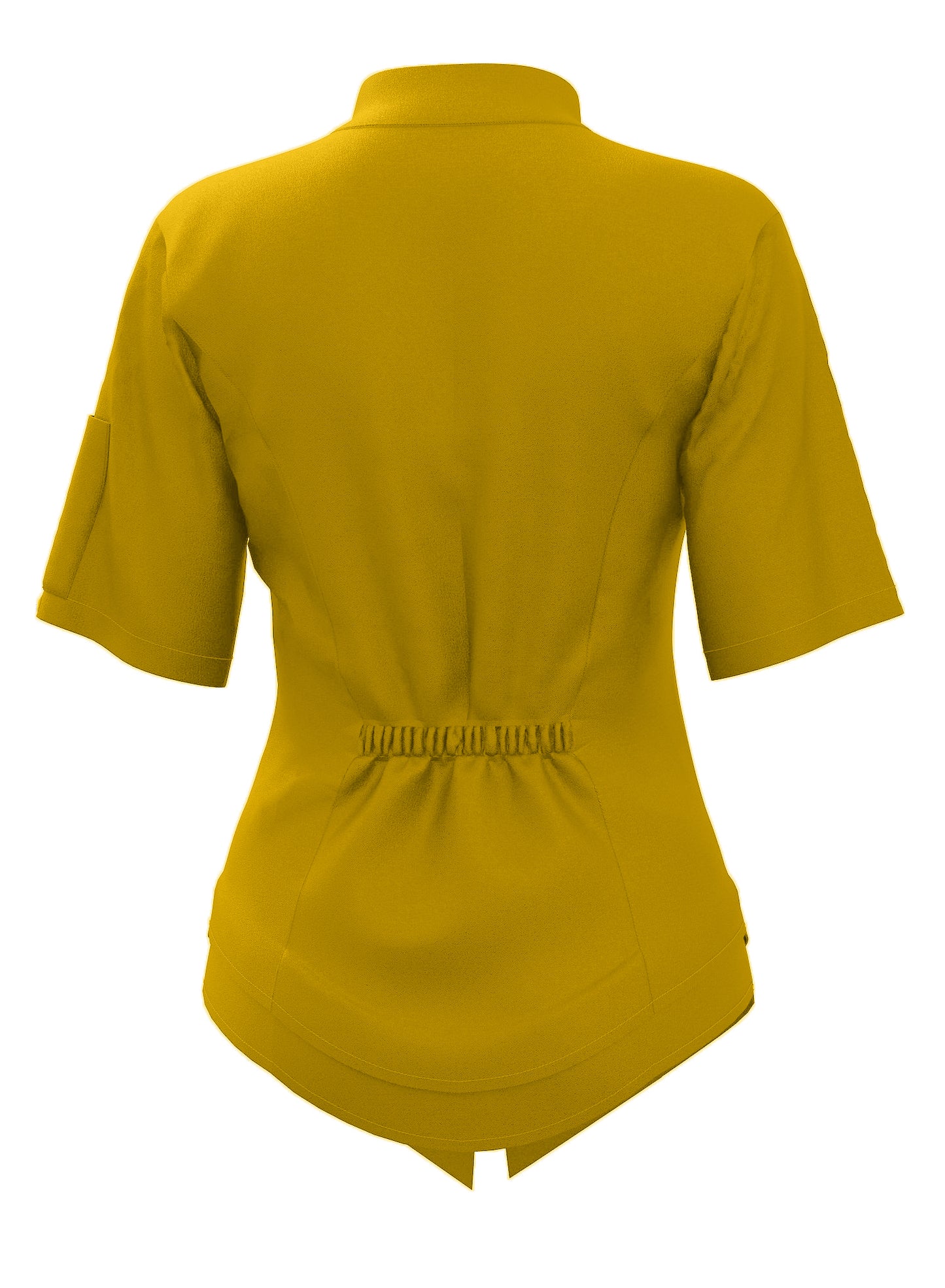 Yellow chef coat for women with hidden zipper