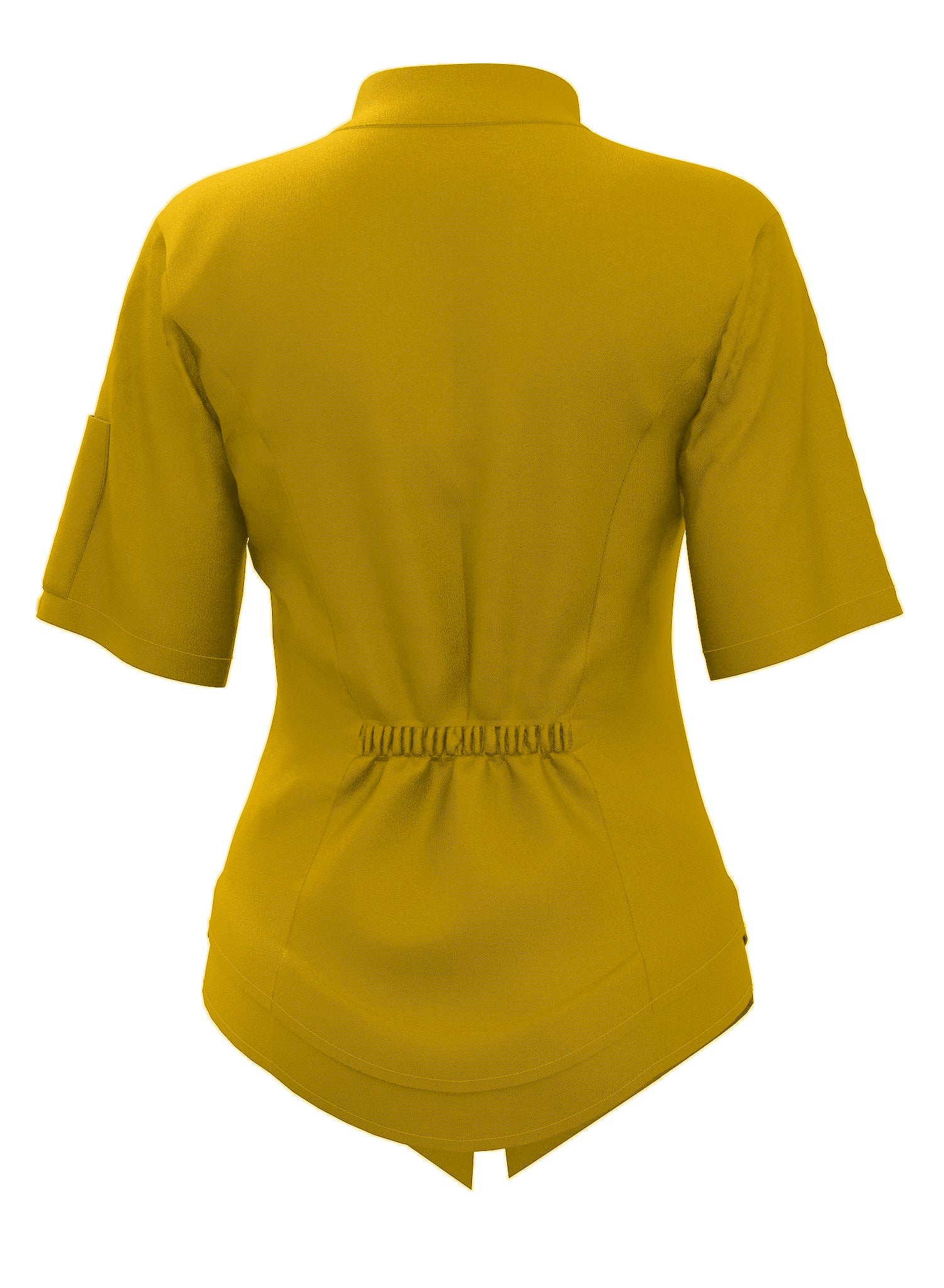 Yellow chef coat for women with hidden zipper